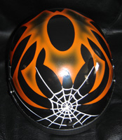 Orange Spider Airbrushed Motorcycle Helmet