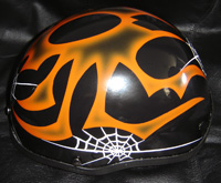 Orange Spider Airbrushed Motorcycle Helmet