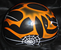 Orange Spider Airbrushed Motorcycle Helmet