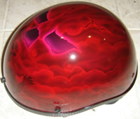 Red Candy Skull Airbrushed Motorcycle Helmet