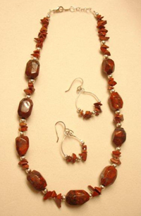 Poppy Jasper Necklace & Red Jasper Chip Earrings