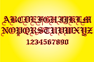 Outlined All Capital Old English Vinyl Lettering Decals